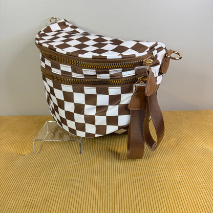 The Roni Nylon Crossbody - Checkered Chocolate