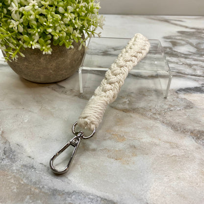 Keychain - Macrame Bracelet - Braided Ivory