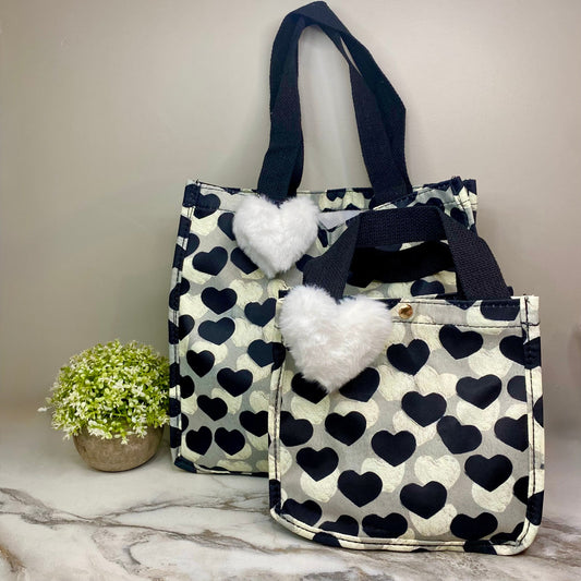 Tote Bag - Heart Black + Grey
