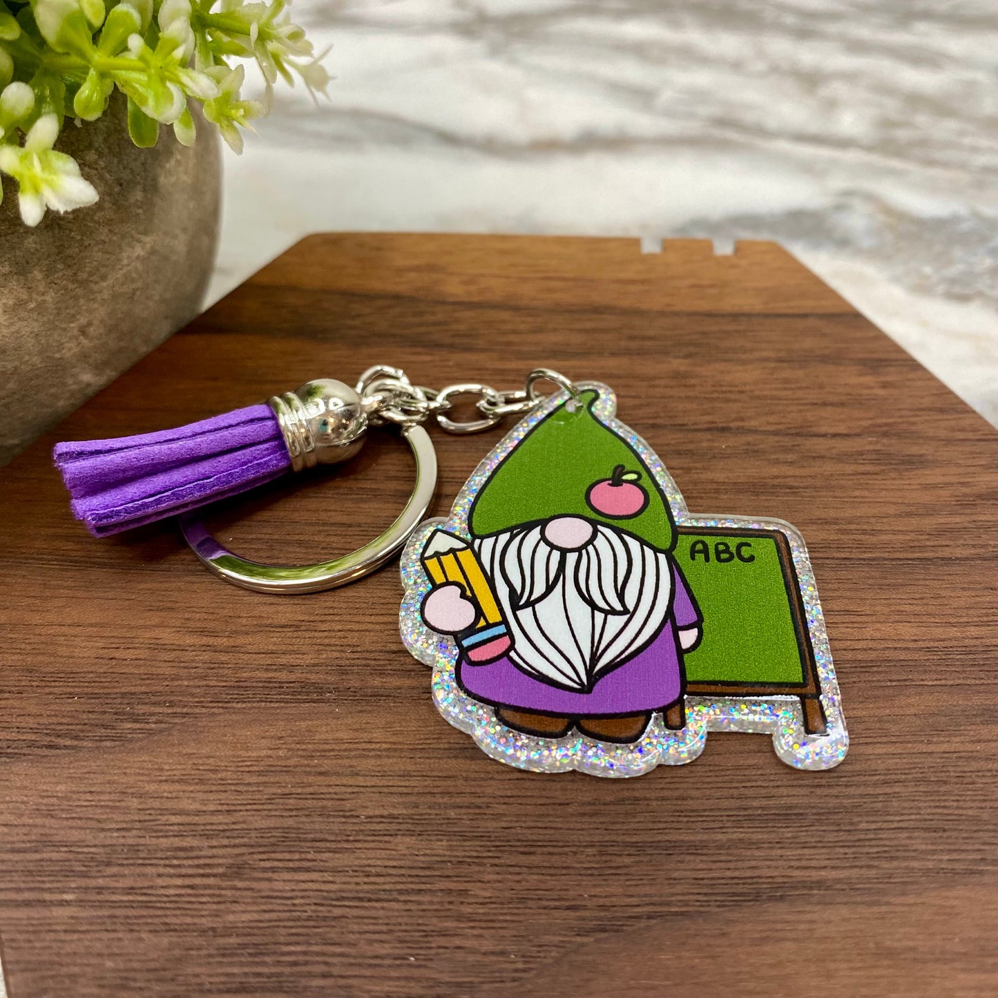 Keychain - Acrylic - Teacher Gnome - #2