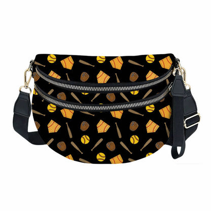 The Roni Nylon Crossbody - Softball on Black