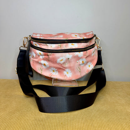 The Roni Nylon Crossbody - Pink Daisy Floral