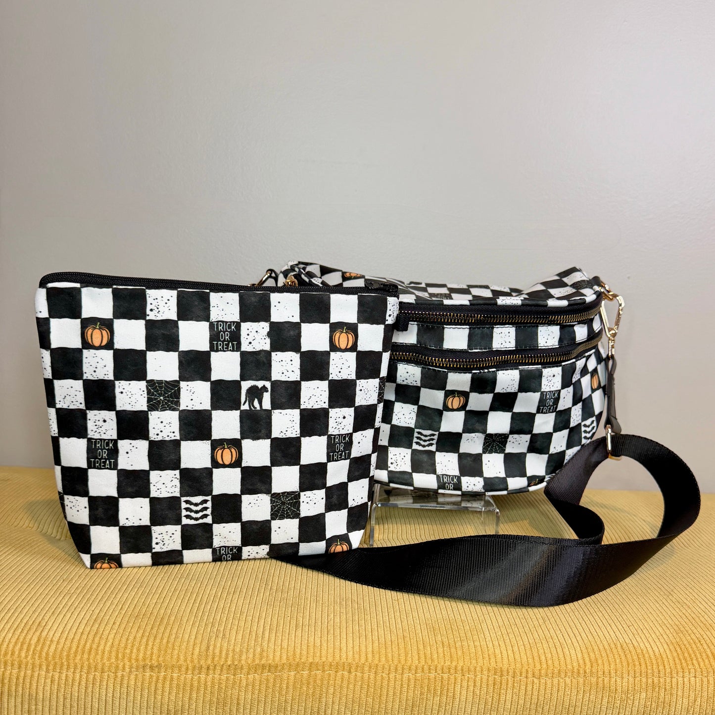 Bundled Set - Roni & XL Pouch - Halloween Trick or Treat Plaid