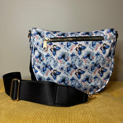 The Roni Nylon Crossbody - Blue Butterfly