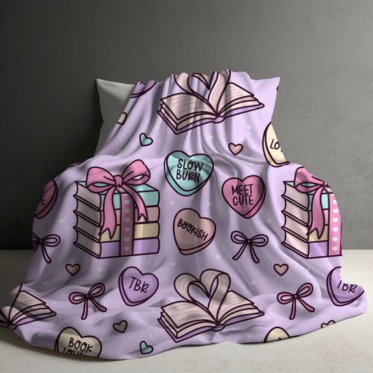 Blanket - Book Hearts Light Pink-Lavender