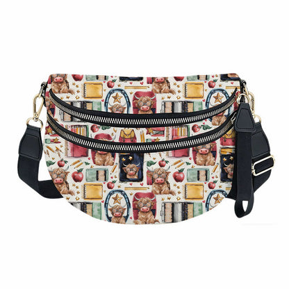 The Roni Nylon Crossbody - Highland Cow School Teacher