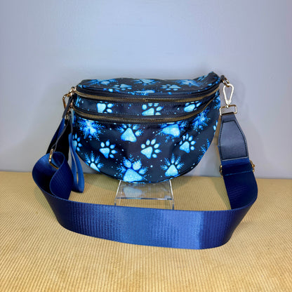 The Roni Nylon Crossbody - Christmas Paw Print Dog Snowflake