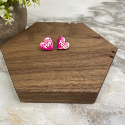 Wooden Stud Earrings - Valentine’s Day - #5