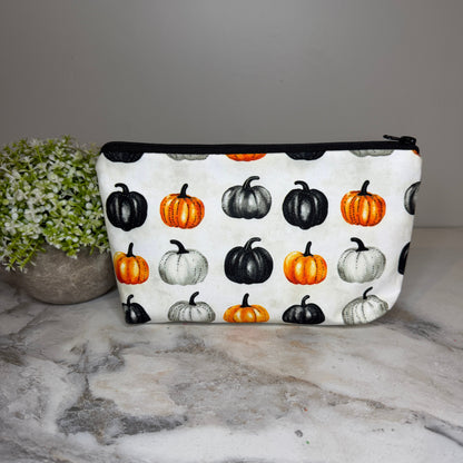 Pouch - Halloween Fall - Black Grey Orange Pumpkin
