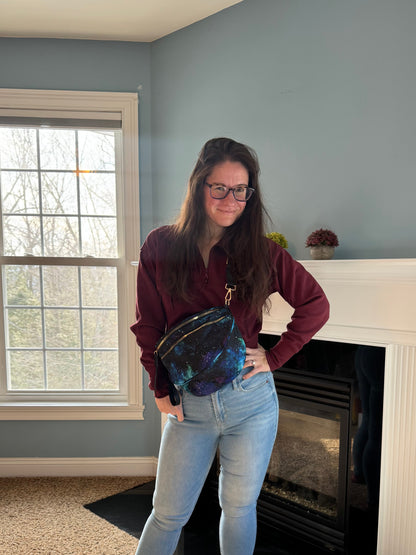 The Roni Nylon Crossbody - Blue Green Purple Galaxy
