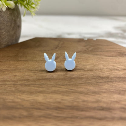 Acrylic Stud Earrings - Easter - Bunny Head - Blue