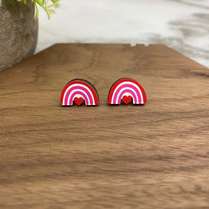 Wooden Stud Earrings - Valentine’s Day - #13