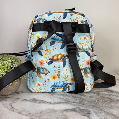 Mini Backpack - Floral Turtle