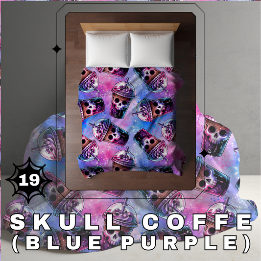 Blanket Halloween #19 - Skull Purple Blue