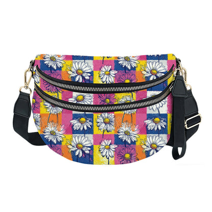 The Roni Nylon Crossbody - Colorful Checkered Daisy Floral