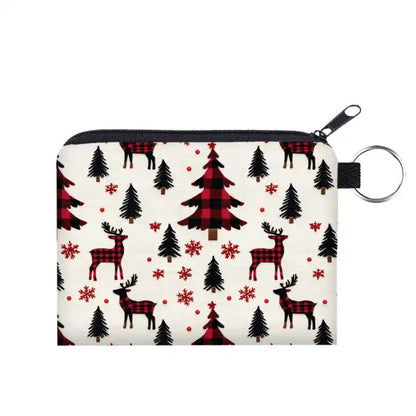 Mini Pouch - Christmas Plaid Tree Deer