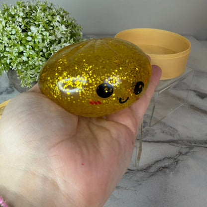 Squishy Toy - Viral Dumpling, Gold Glitter