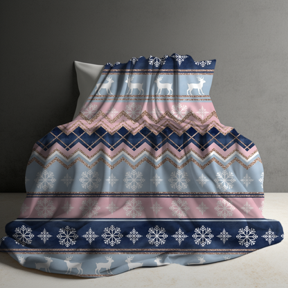 Blanket Christmas #28 - Snowflake Blue Pink - PREORDER