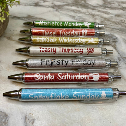 Pen - Clear Christmas Design - Days of the Week Set