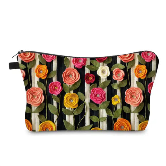 Pouch - Felt Floral Stripes