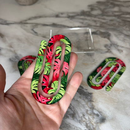 Jumbo Paperclip - Monstera Leaves Tropical