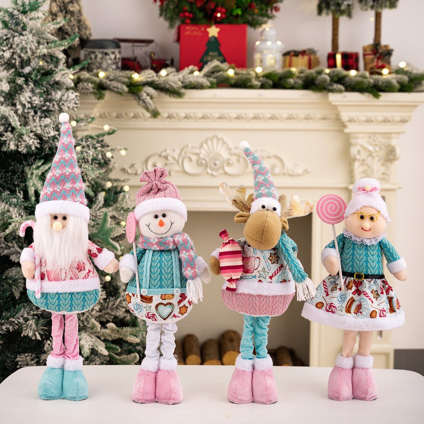 Telescopic Standing Christmas Decor - Pink & Blue