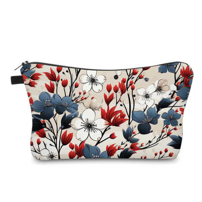 Pouch - America, Red White Blue Cherry Blossom