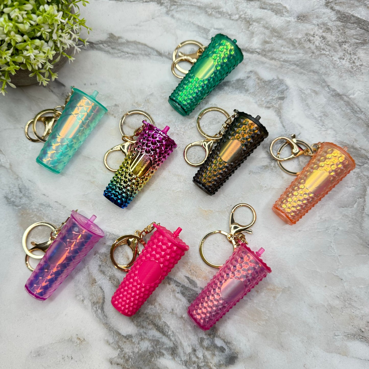 Keychain - Studded Tumbler - Aqua Mermaid