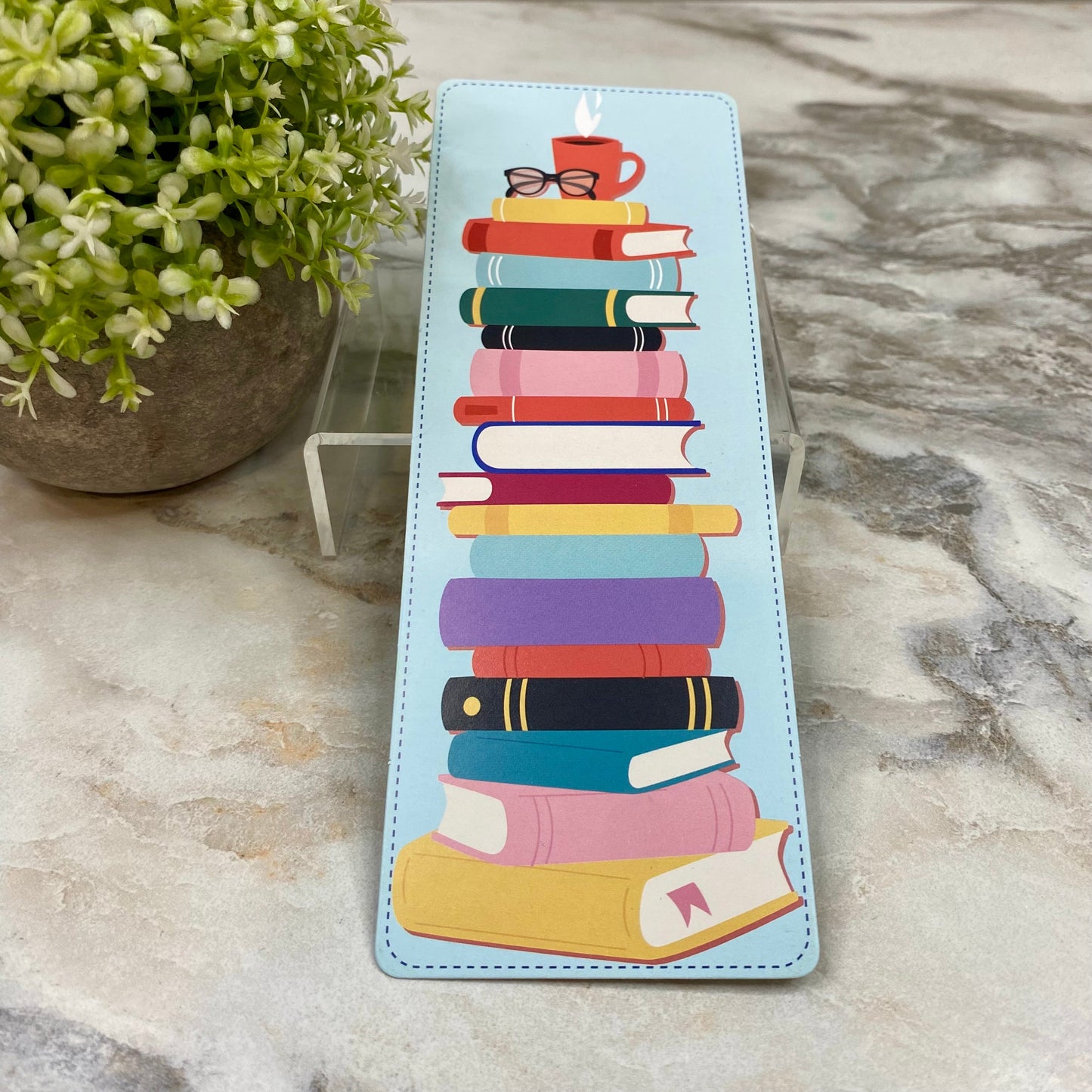 Bookmark - Blue Stacked Books