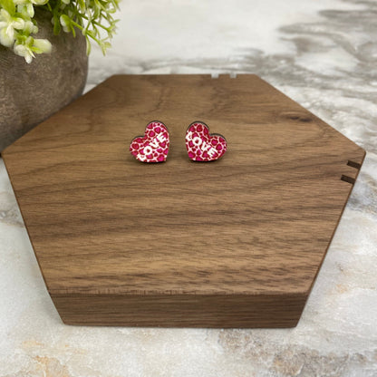 Wooden Stud Earrings - Valentine’s Day - #14