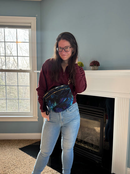 The Roni Nylon Crossbody - Blue Green Purple Galaxy