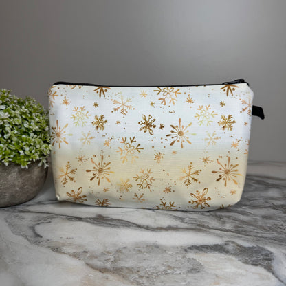 Pouch - Holiday Christmas - Snowflake Gold