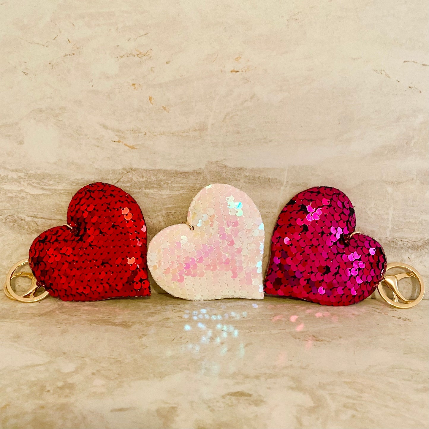 Keychain - Sequin Hearts