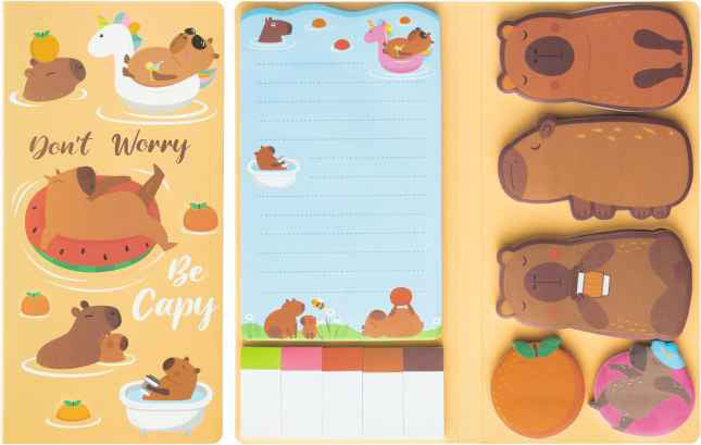 Sticky Note Booklet Set - Don't Worry Be Capy (#2)