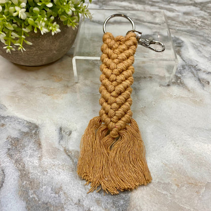 Keychain - Macrame - Braided Camel