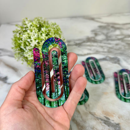 Jumbo Paperclip - Tree Forest Pink Green