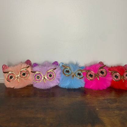 Keychain - Fuzzy Owl Pom Pom