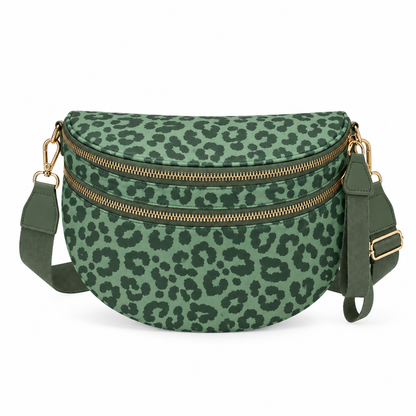 The Roni Nylon Crossbody - Animal Print Dark Green