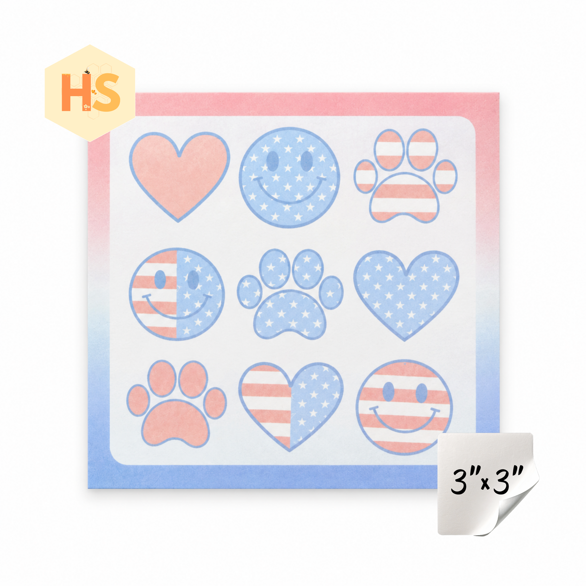 The Sticky Note Collection - America Heart Paw Happy
