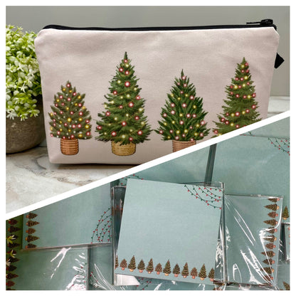 Pouch & Sticky Note Set - Christmas Trees