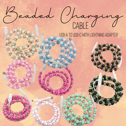 Charging Cord - Beaded - Clear Design