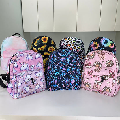 Mini Backpack, Pouch, & Mini Pouch Bundled Set - Sunflower On Black